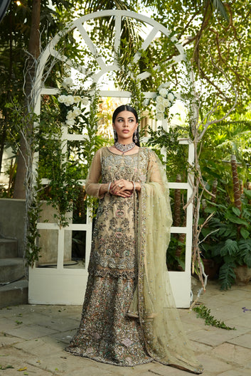 Zar-e-Naz Gold Bridal Lehenga