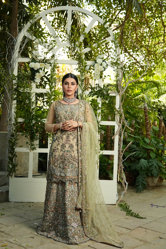 Zar-e-Naz Gold Bridal Lehenga