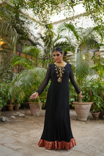 Zarqa Noir Black Festive Dress