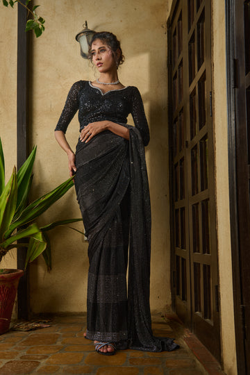 Esra Black Sari