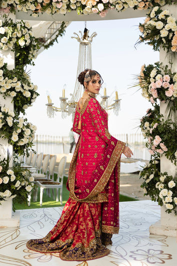 Amira Deep Crimson Bridal Lehenga