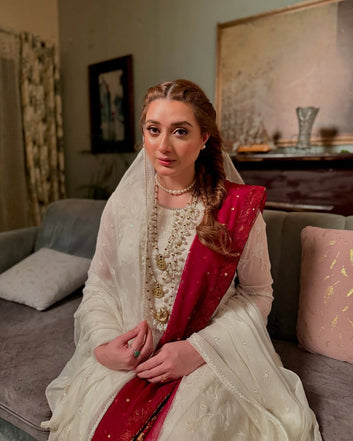 Momina Iqbal Tauba TV Show White Nikkah Dress